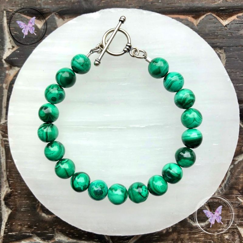 Malachite Bracelet with Silver Toggle Clasp